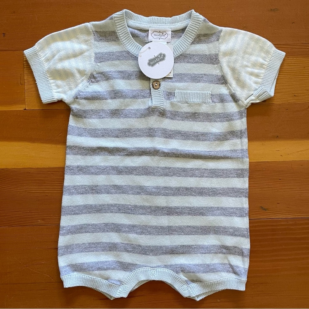 NWT Mudpie short sleeve knit 6-9m onesie